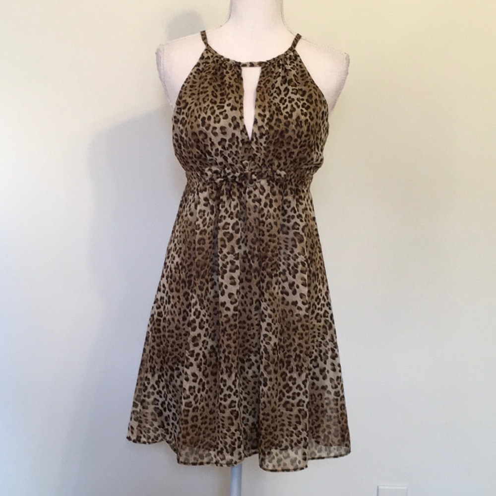 Ad:Hoc Brand Leopard Print Babydoll Mini Dress